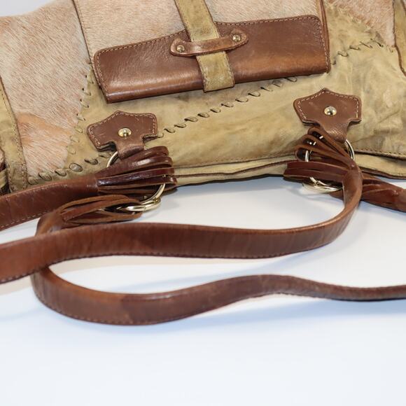 Nardelli Genuine Leather & Hair-on-Hide Italian Tote Shoulder Bag - Picture 7 of 9